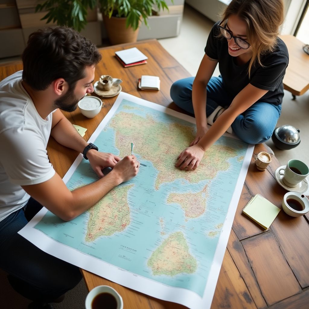 Founders planning on a map