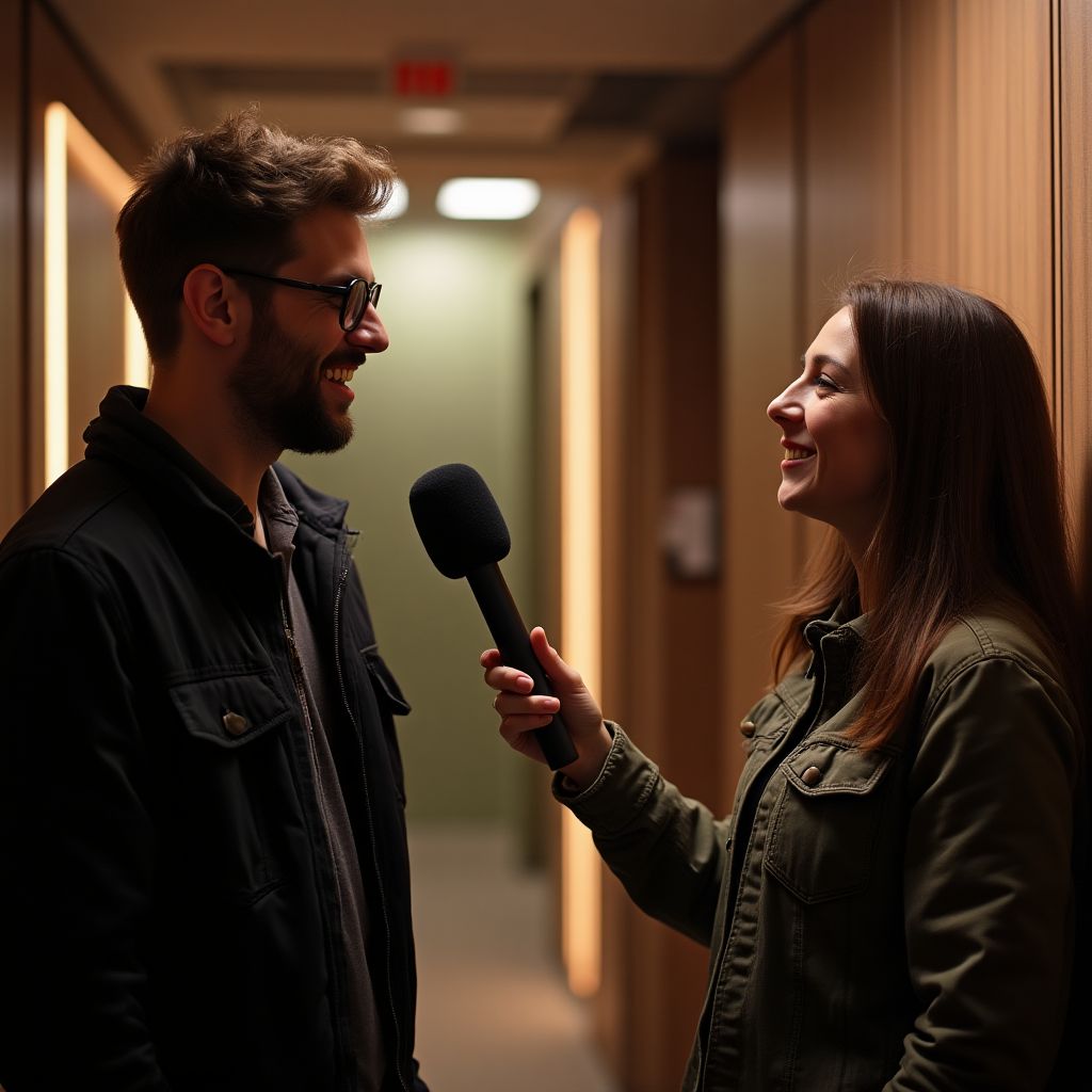 Interviewing an artist backstage