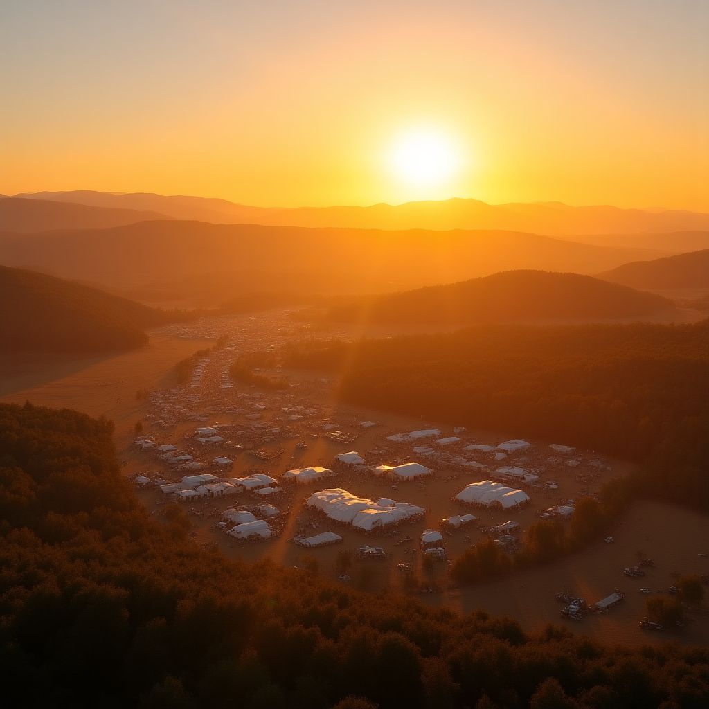 Sunset over the festival